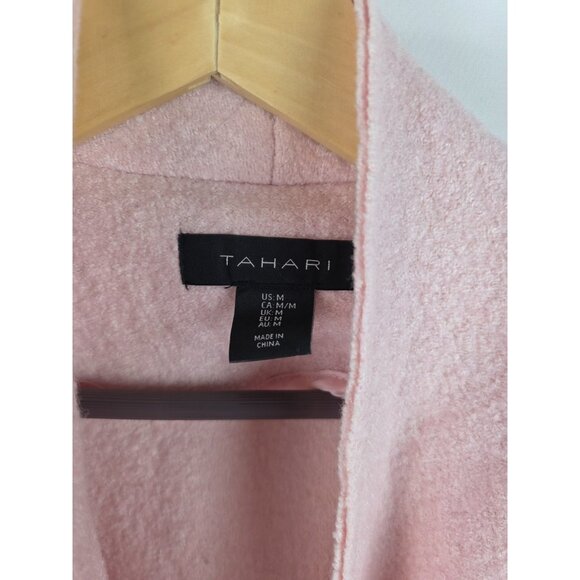 Tahari Women's Jacket Size Medium Pink Open Front Long Trench Coat Wool Blend - Picture 12 of 15